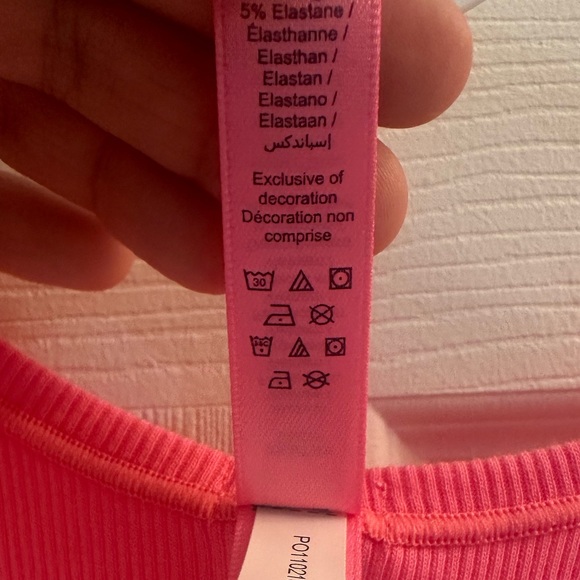 Skims Sugar Pink Cotton Rib Scoop Neck Crop Tank Top size XXS - Picture 12 of 12